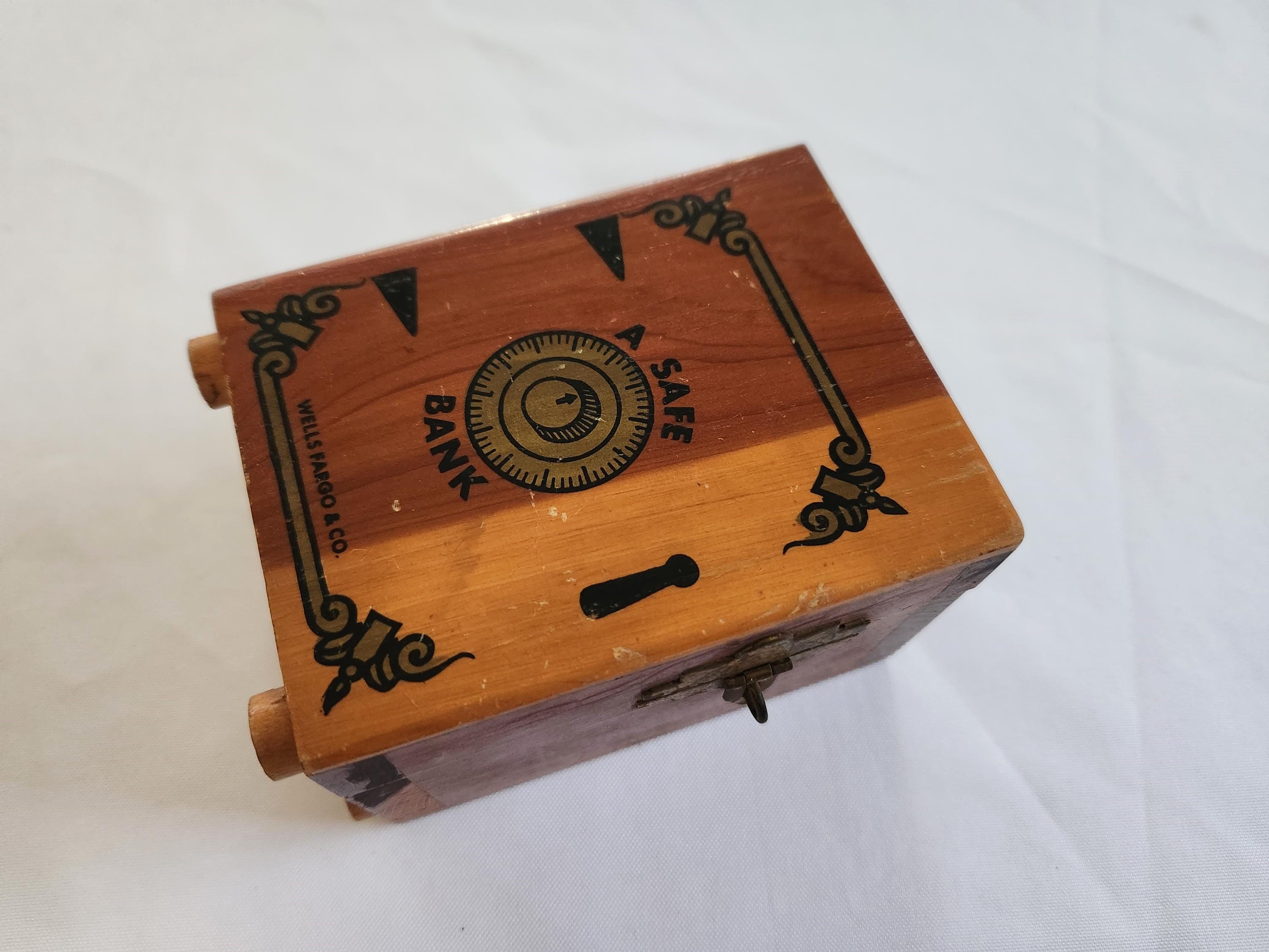 Vintage Safe Bank Wooden Coin Bank Box - Seneca Indian Reservation ...