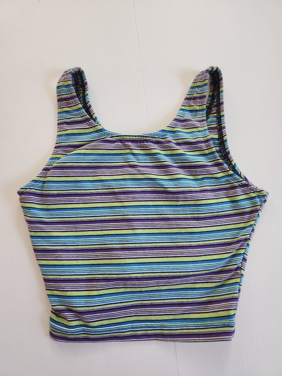 Vintage Basic Editions Striped Crop Tank Top with… - image 7