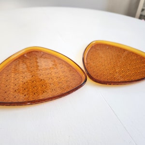 Vintage Amber Brown Glass Snack & Drink Serving Set - Set of Six Pieces - Retro Colored Glassware Groovy Servingware Plates and Tea Cups image 8