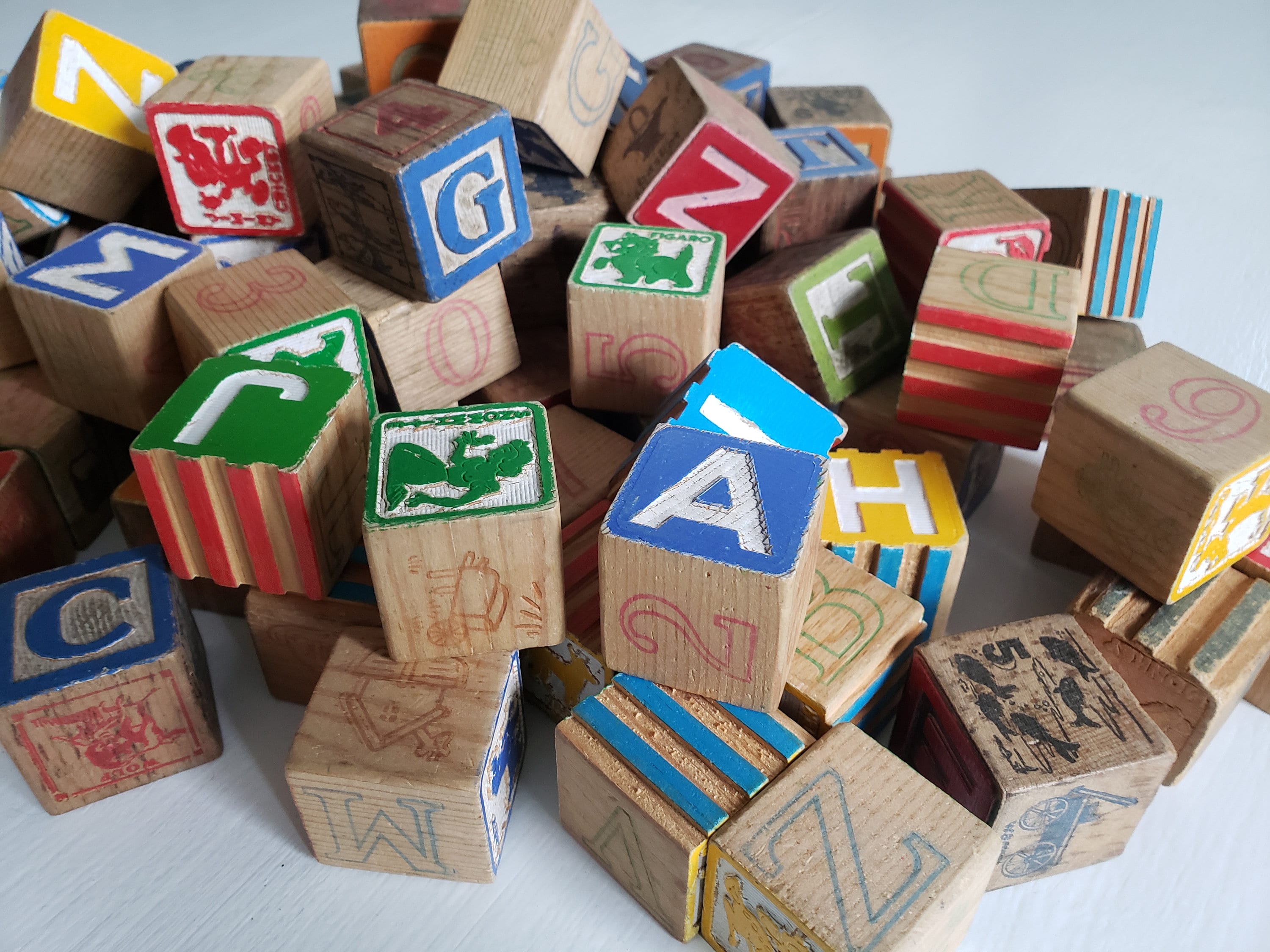 Vintage Wooden Children's Blocks Retro Baby Toddler Etsy