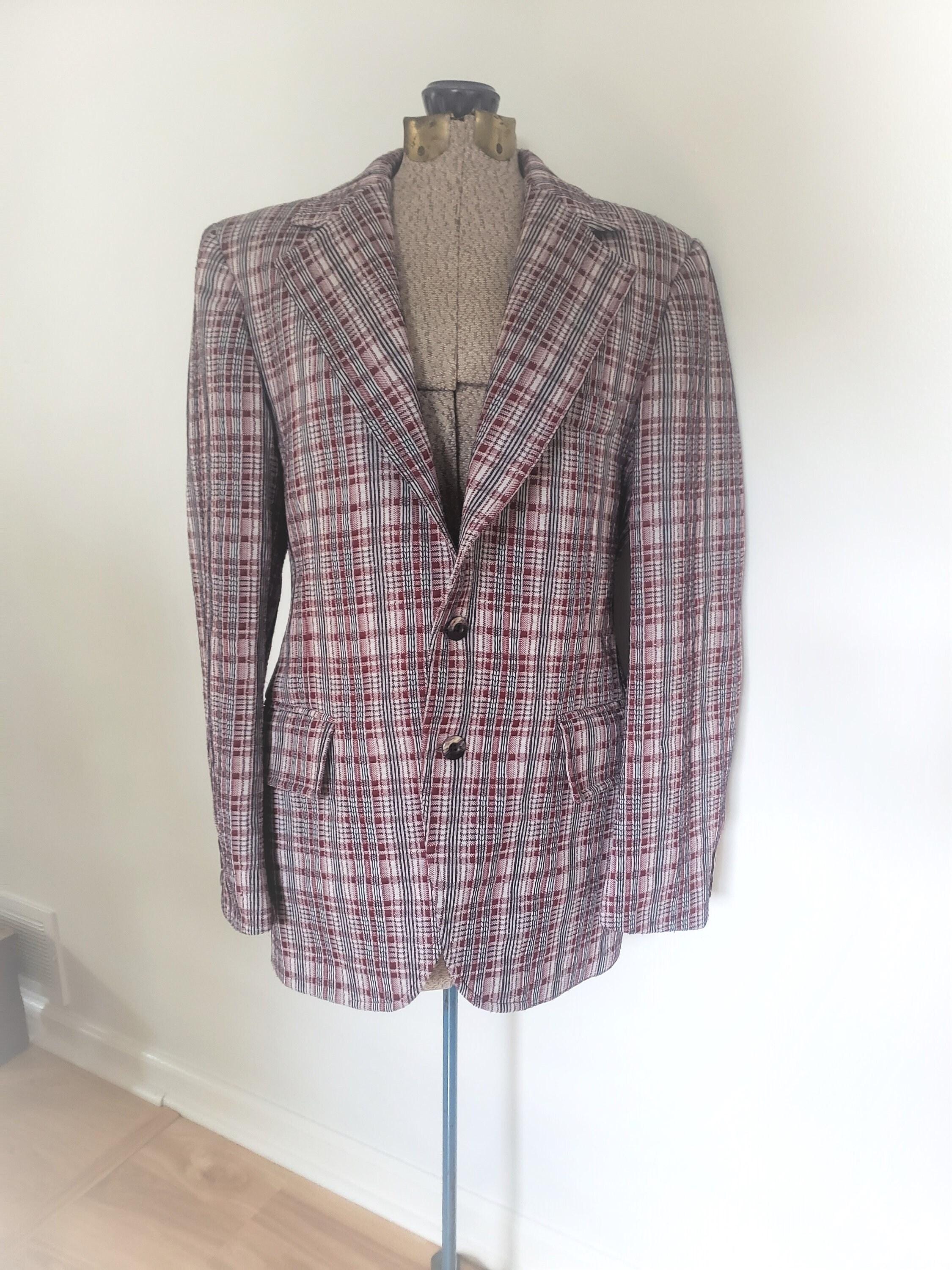 Vintage Clipper Craft Tailored for Watt & Shand Red Tartan Plaid Blazer Jacket -- Retro 1970s Style Women's Fashion Cozy Suit Coat Business