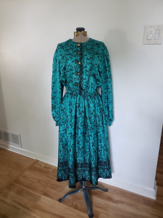 Vintage Lady Carol of New York Blue-Green with Bl… - image 1