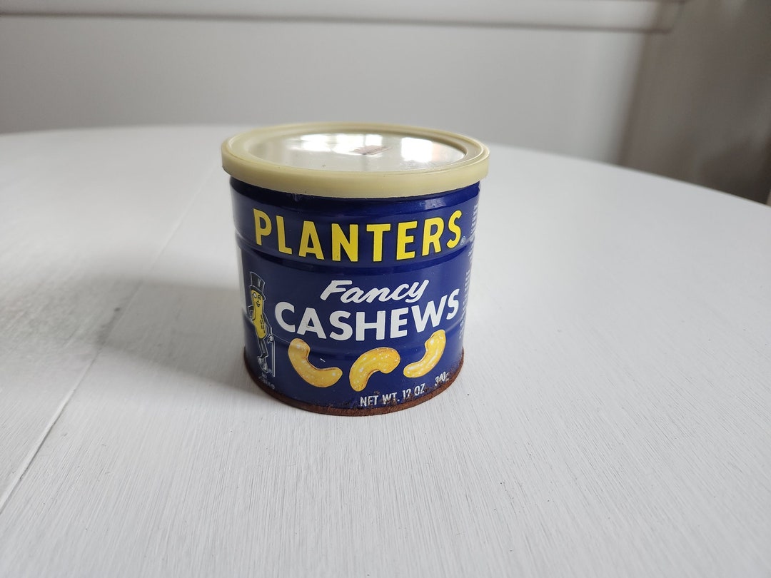 Vintage Planters Fancy Cashews Metal Can With Lid Retro Etsy