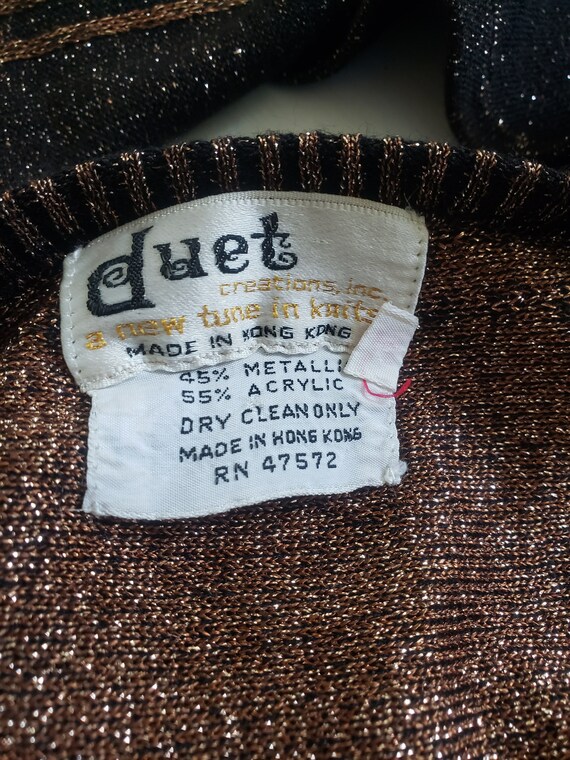 Vintage Duet Creations, Inc. Brown Metallic Black Sweater
