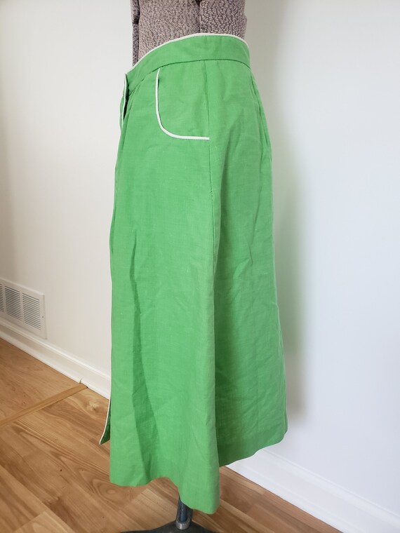 Vintage Green Long Button Down Skirt with Pockets… - image 3