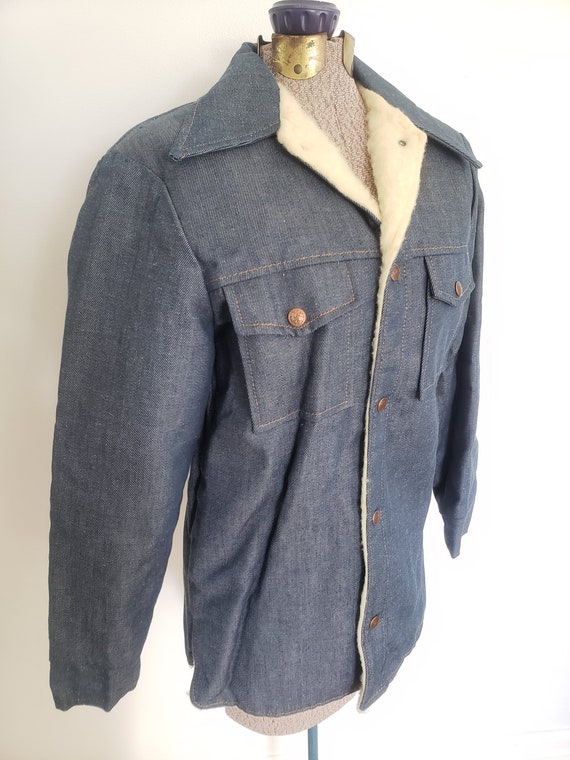 Vintage Denim & Faux Sherpa Fleece Lined Jacket -… - image 7