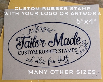 Custom Rubber Stamp, Logo Stamp, Packaging Rubber Stamp, 5" x 4" Wood Mounted