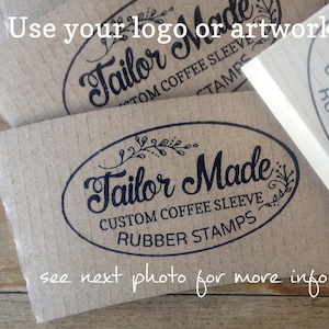 Coffee Sleeve Logo Stamp, Custom Logo Rubber Stamp, Barista Stamp