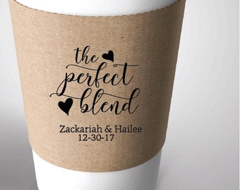 Coffee Sleeve Rubber Stamp, Custom Coffee Sleeve, Wedding Favor Rubber Stamp,  Perfect Blend