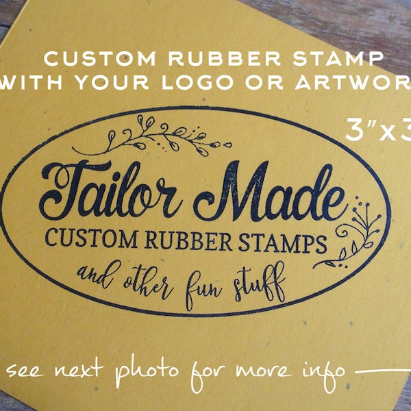 Custom Rubber Stamp for Shopping or Bazaar Bags,  Logo Stamp for Business, 3" x 3" Wooden Handled