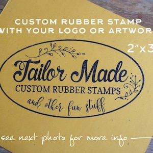 Artwork Stamp, Custom Rubber Stamp, Your Idea as a Rubber Stamp, 2 x 3 Wood Mounted image 1