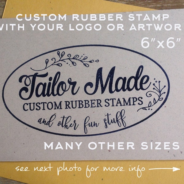 Custom Rubber Stamp, 6 x 6 Stamp, Logo Stamp, Shopping Bag Stamp, Extra Large Stamp, Wood Mounted