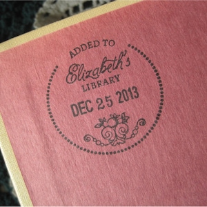 Custom Dated Book Stamp, Ex Libris Stamp, Personalized Book Stamp, Dated Bookplate