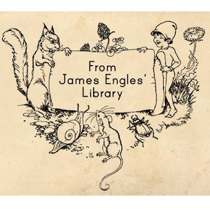 Child's Custom Book Stamp, Vintage Book Stamp,  Ex Libris Stamp, Elf