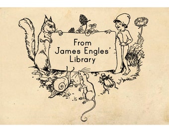 Sello de libro personalizado para niños, Sello de libro vintage, Sello Ex Libris, Elfo