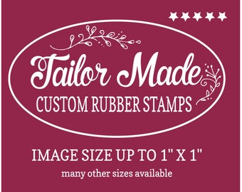 Art Work Rubber Stamp, Custom Logo Stamp, Business Stamp, 1" x 1" Wood Mounted