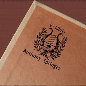 Ex Libris Stamp, Custom Book Stamp, Personalized Stamp, Bookplate, Ex Libris, Springer