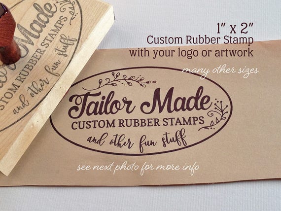 Custom Logo Stamp, Rubber Stamp, Packaging Rubber Stamp, Business Stamp, 1  X 2 Wood Mounted 