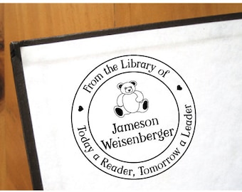 Child's Library Stamp, Baby Book Stamp, From the Library of Stamp, Self-inking or Wooden Handled Stamp, Tomorrow a Leader