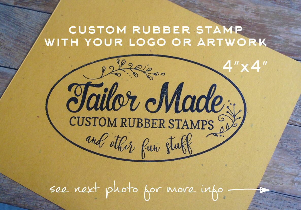 Your Logo or Artwork as a Rubber Stamp, 4" x 4" Wood Mounted