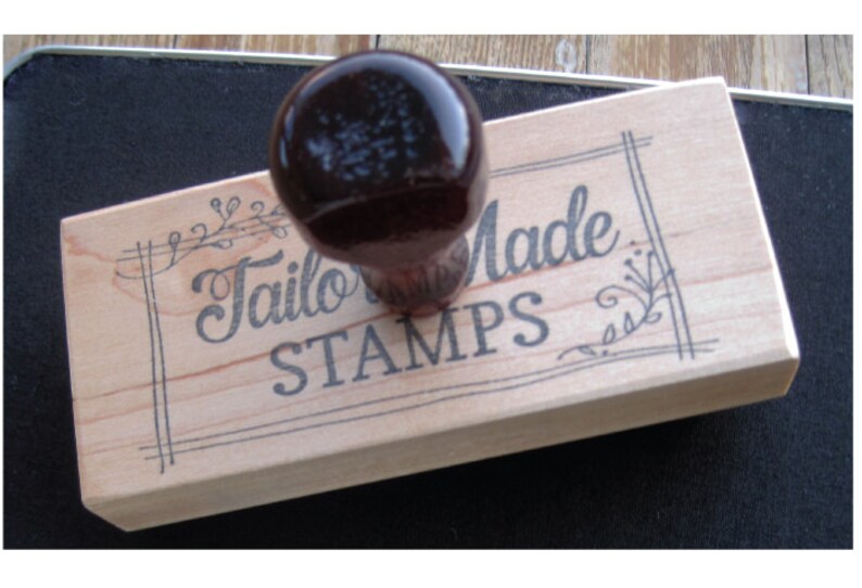 Custom Logo Stamp, Packaging Rubber Stamp, 1 x 4 Wood Mounted image 2