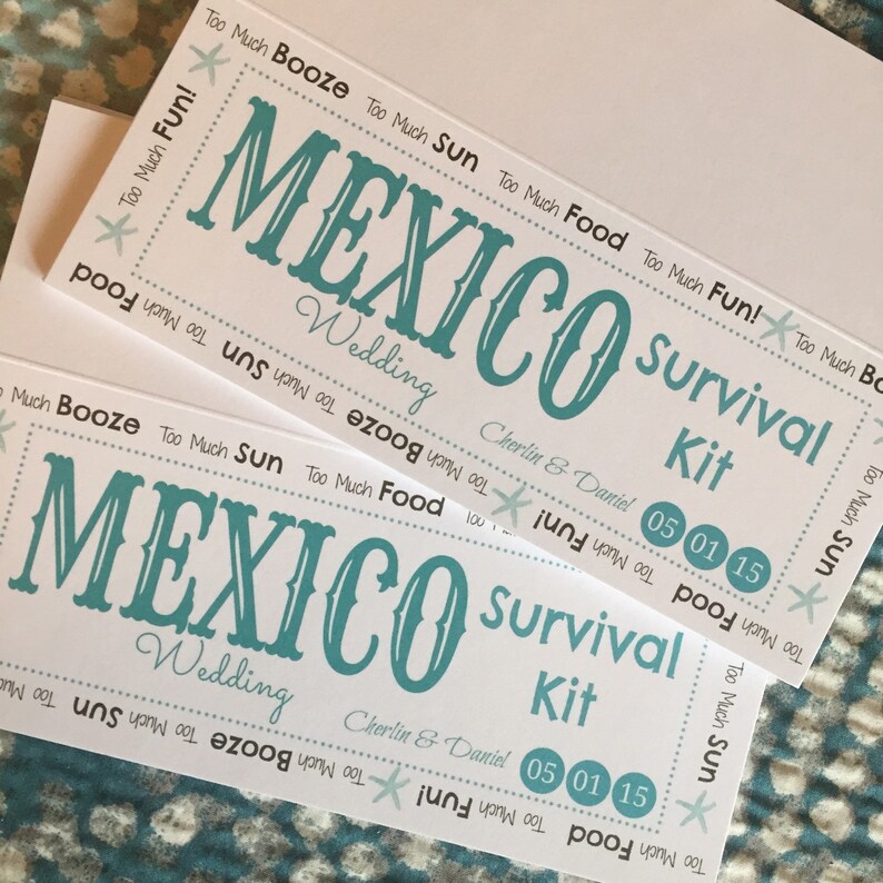 destination wedding survivalhangover kit label etsy