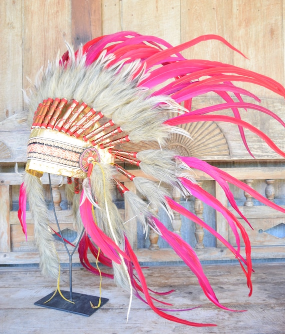 Indian Style Feather Headdress Hat American Costume Adult Photograph