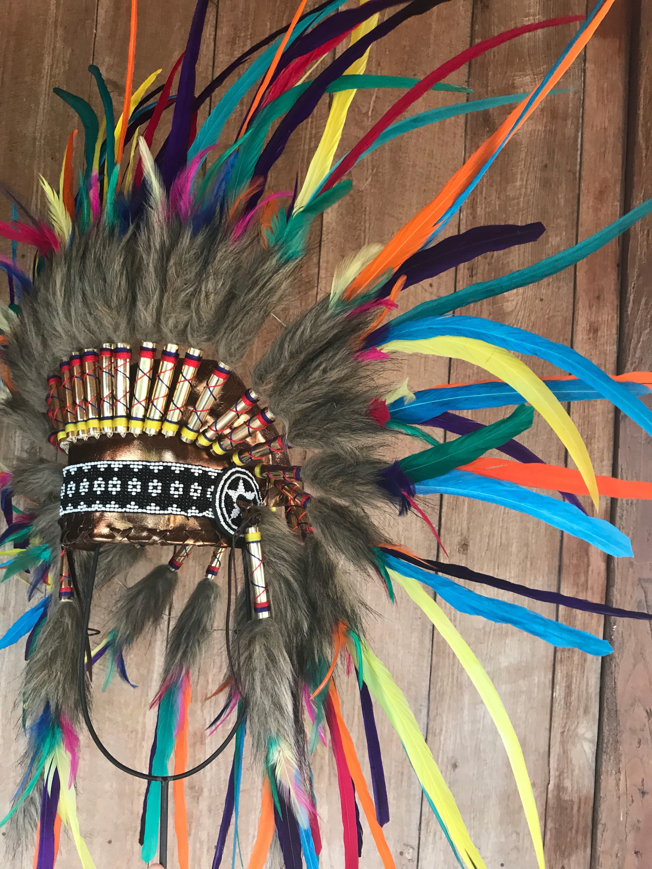Rainbow Feather Headdress Native 