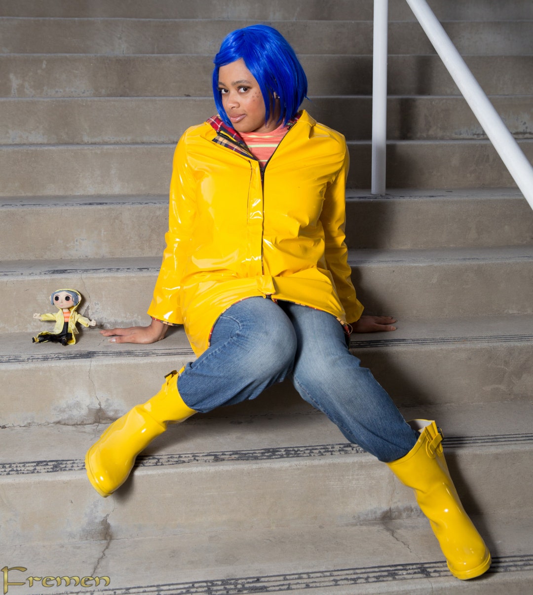 Coraline Costume Halloween Cosplay Button Eyes Creepy Doll