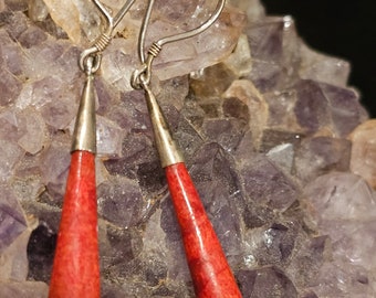 Vintage Red Sponge Coral Earrings