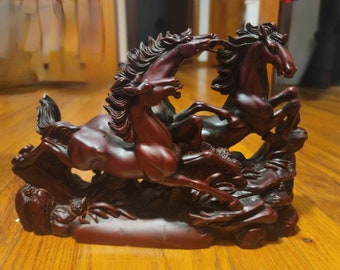 Old China Fengshui Bronze Lifelike Fine Horse Lucky Study Statue 