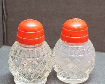 Vintage Danish Style Glass Salt and Pepper Shakers - 1960s Silver