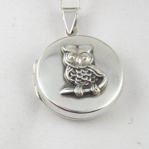 Sterling Silver Owl Locket Necklace: Photo Keepsake Gift