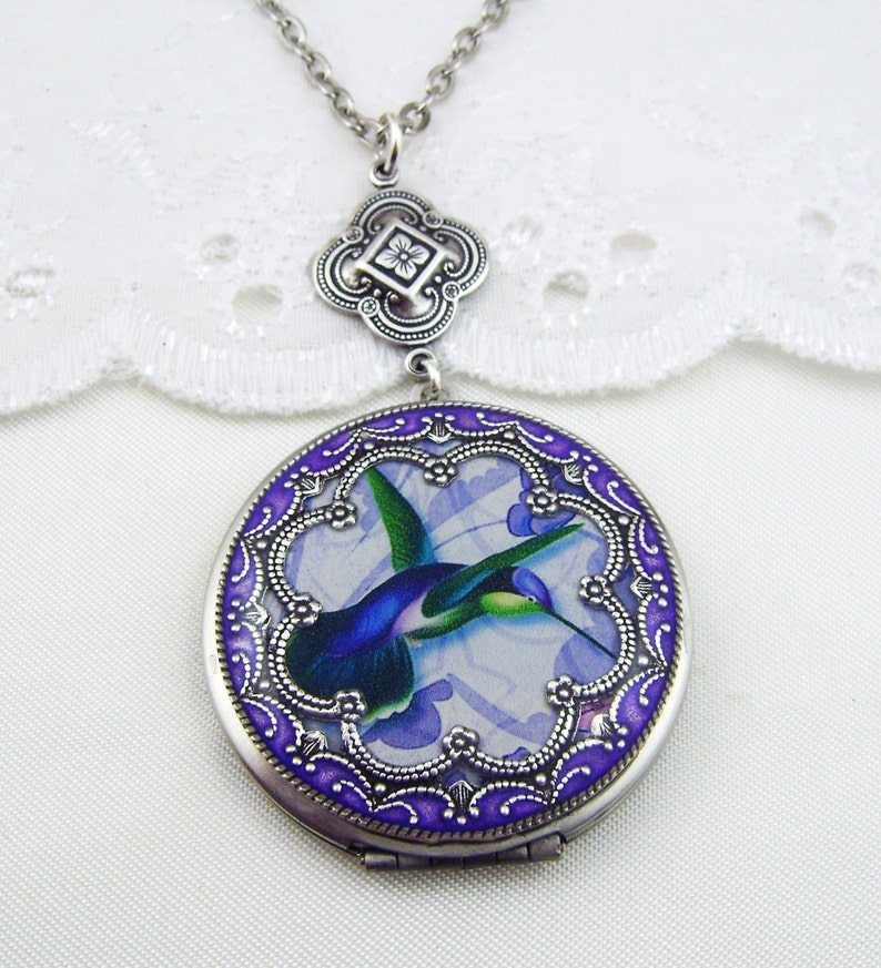 Hummingbird Silver Photo Locket.