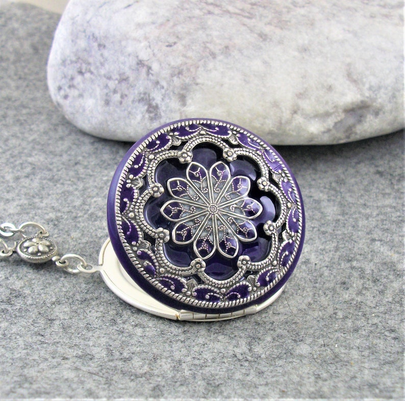 Antique Style Purple Locket Filigree Locket. Gift for Women. - Etsy