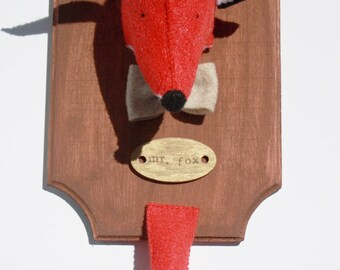 Wooden name plaque add-on for faux taxidermy felt animals