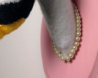 Pearl necklace add-on for faux taxidermy felt animals