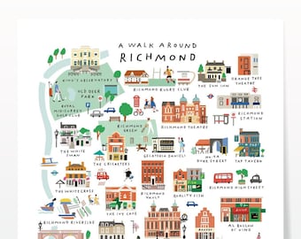 A Walk Around Richmond - Giclée Map Art Print