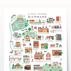 Un paseo por Richmond - Impresión artística con mapa en giclée