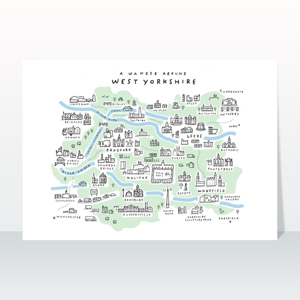 A Wander Around West Yorkshire - Giclée Map Art Print