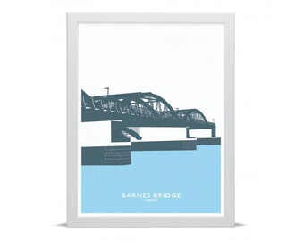 Puente de Barnes, Londres - Impresión artística de póster de viaje