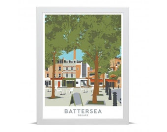 Battersea Square - Travel Poster Art Print