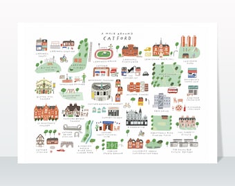 Un paseo por Catford - Impresión artística de mapa giclée