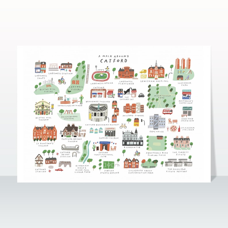 Catforth Map A Walk Around Catford - Giclée Map Art Print - Etsy UK