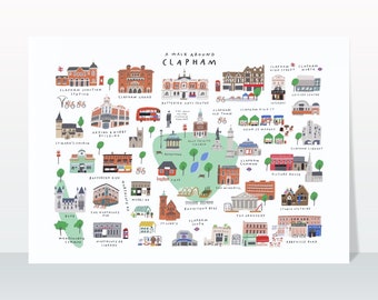 A Walk Around Clapham - Giclée Karte Kunstdruck