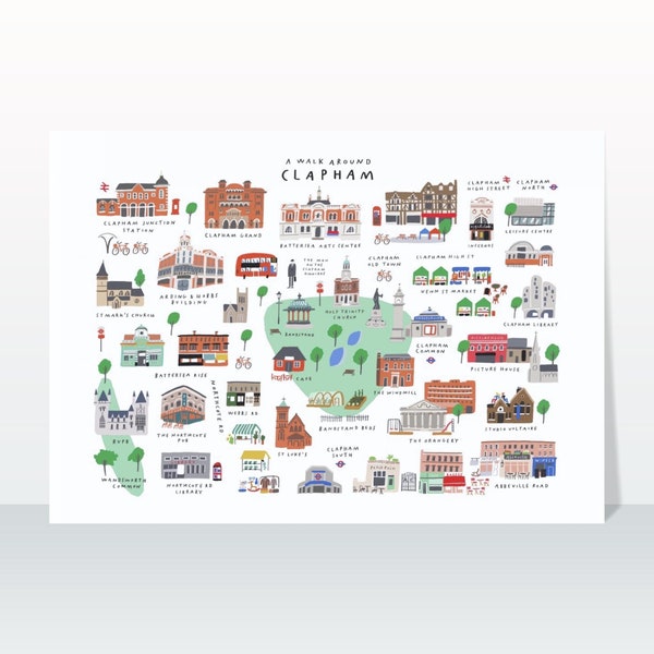 A Walk Around Clapham - Giclée Map Art Print