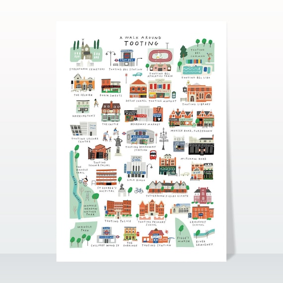 A Walk Around Tooting - Giclée Map Art Print