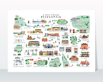 A Walk Around Beckenham - Giclée Map Art Print