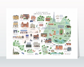 Un paseo por el Crystal Palace - Impresión artística de mapa giclée