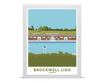 Brockwell Lido & Park - Travel Poster Art Print